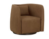 EMILIE SWIVEL LOUNGE CHAIR - NUBUCK CARAMEL LEATHER