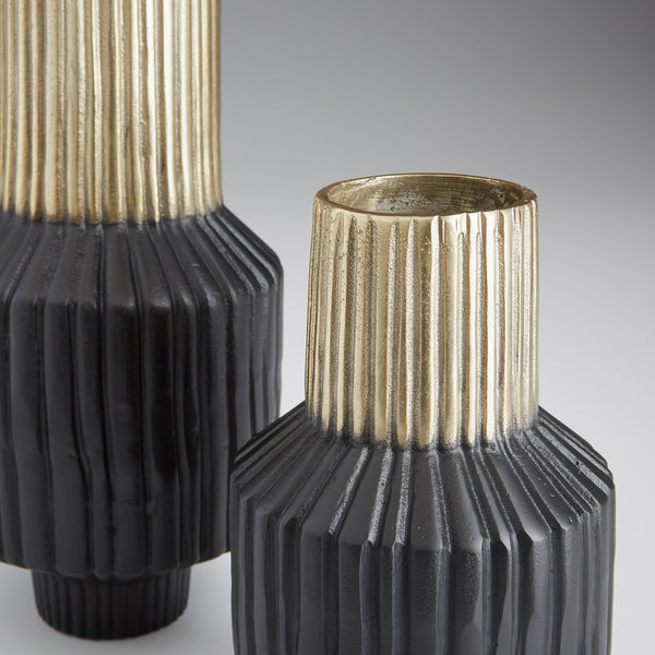 Allumage Vase in Matt Black and Gold