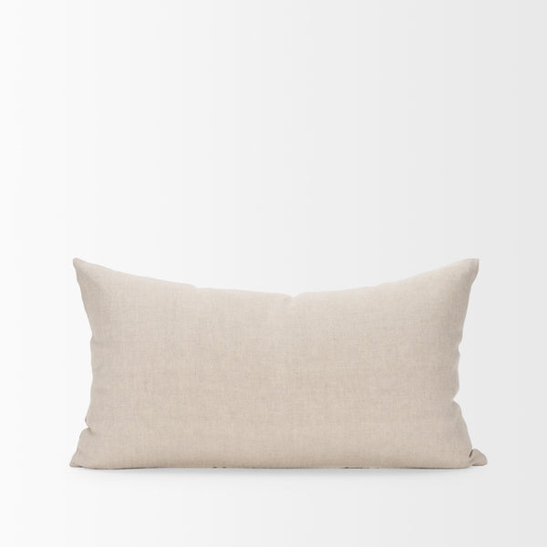 Jenna Beige w/ Merlot Print Linen Lumbar Decorative Pillow Cover