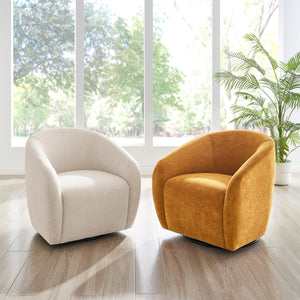 Regina Velvet Swivel Accent Arm Chair, Dainty Cream