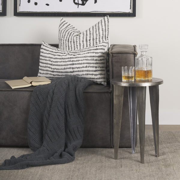 Maggie Textured Silver Nickel Cast Aluminum Metal Accent Table