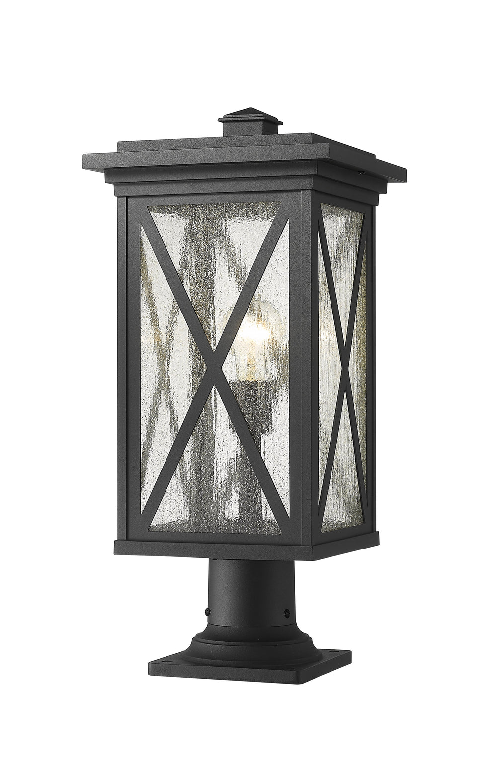 Brookside 1 Light Outdoor Pier Mounted Fixture in Black Finish