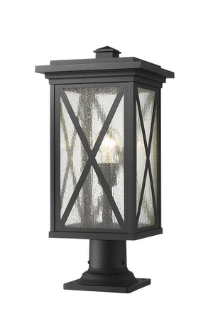 Brookside 1 Light Outdoor Pier Mounted Fixture in Black Finish