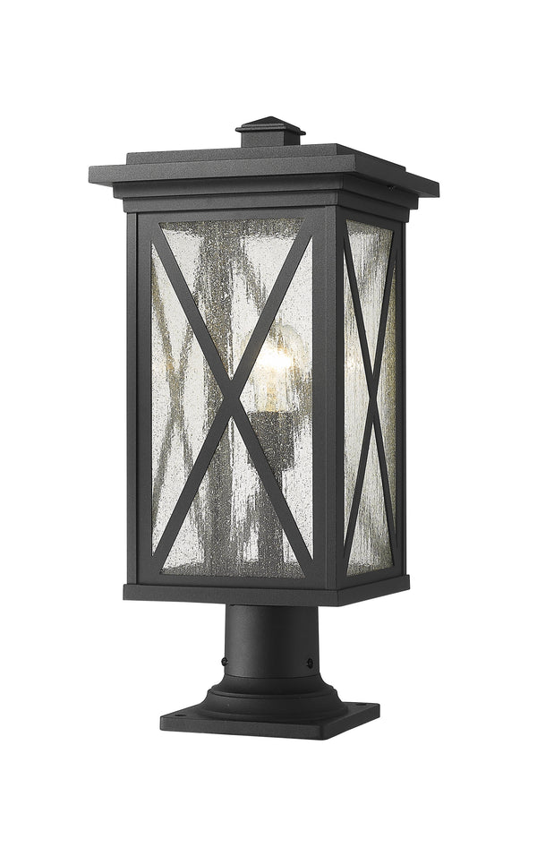 Brookside 1 Light Outdoor Pier Mounted Fixture in Black Finish