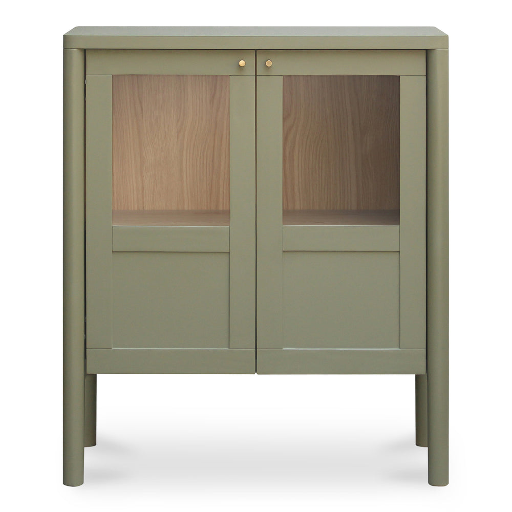 Moe's Hannah Cabinet in Green with Glass Inserts