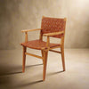 Cahyo Woven Leather Dining Arm Chair - Brown