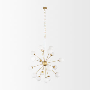 Barbara Brushed Gold Metal w/ Frosted Glass Globes  18-Light Chandelier