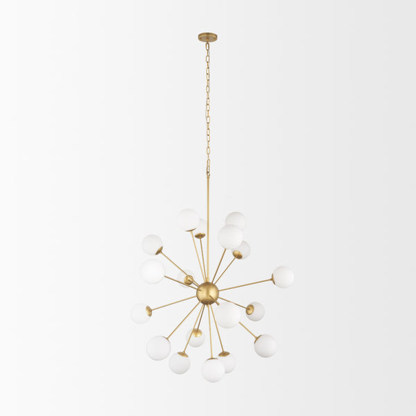Barbara Brushed Gold Metal w/ Frosted Glass Globes  18-Light Chandelier
