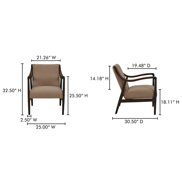Moe's Yates Accent Chair in Beige Faux Shearling
