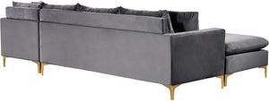 Lucy 2pc. Reversible Sectional In Grey Velvet