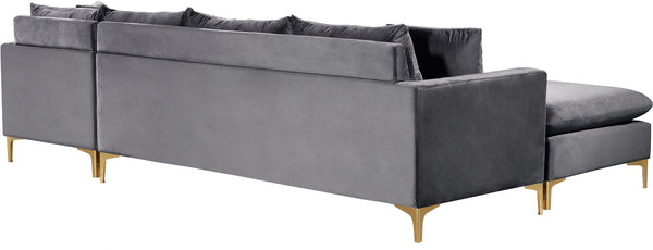 Lucy 2pc. Reversible Sectional In Grey Velvet