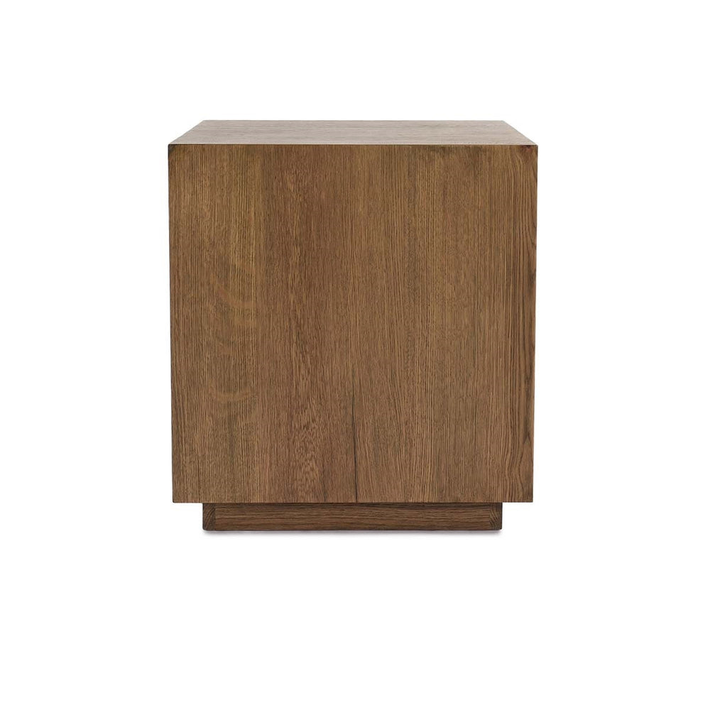 Layne Solid Oak Wood Square End Table with Plinth Base