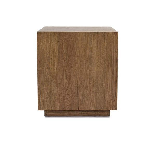 Layne Solid Oak Wood Square End Table with Plinth Base
