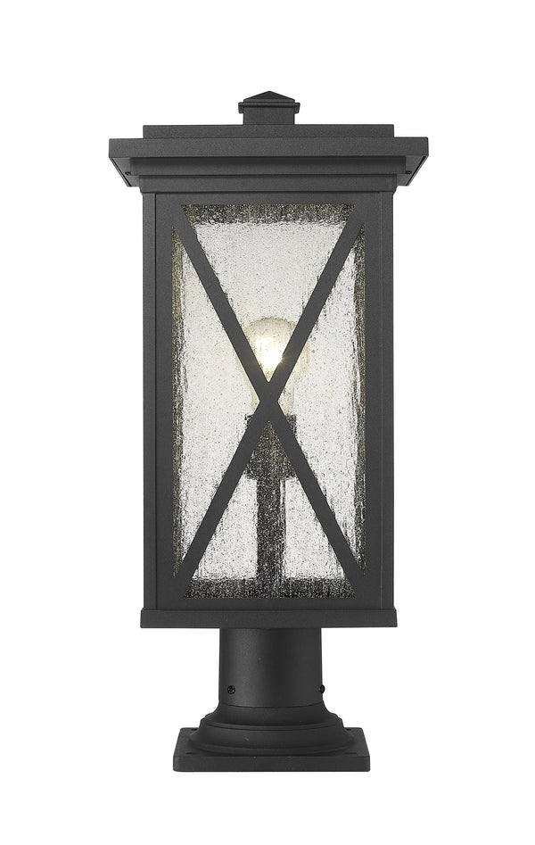 Brookside 1 Light Outdoor Pier Mounted Fixture in Black Finish