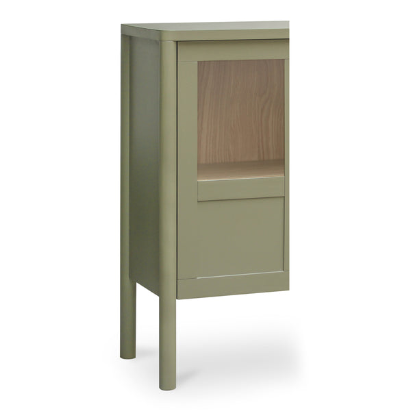 Moe's Hannah Cabinet in Green with Glass Inserts