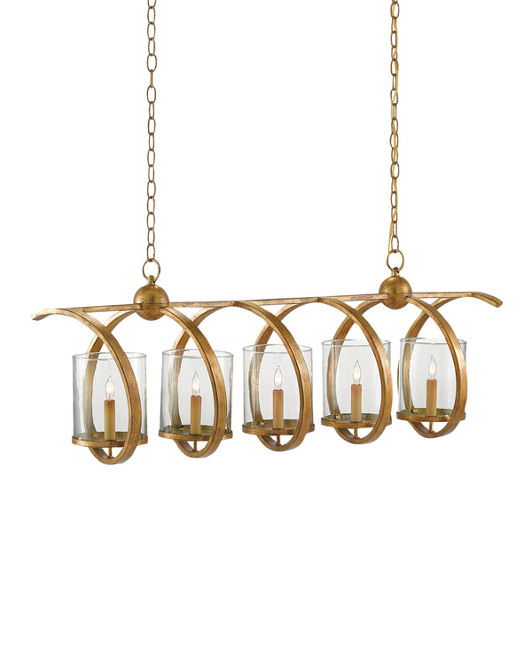 Maximus Gold Chandelier In Washed Gold Leaf