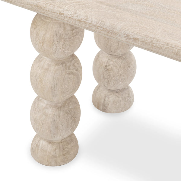 Adir Solid Wood Desk with Sphere Legs in Cream