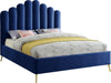 Anita Queen Bed In Navy Velvet