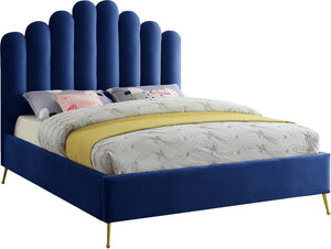 Anita Queen Bed In Navy Velvet