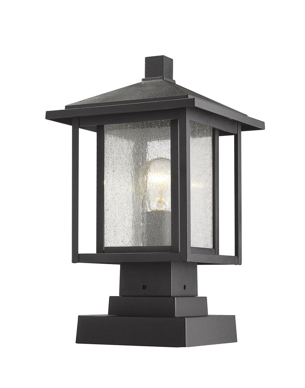 Aspen 1 Light Outdoor Pier Mounted Fixture in Black Finish