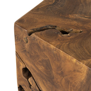 Teak Square Stool In Teak Root