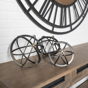 Galenna II (Medium) 9L x 9W Black Metal Circular Decorative Orb