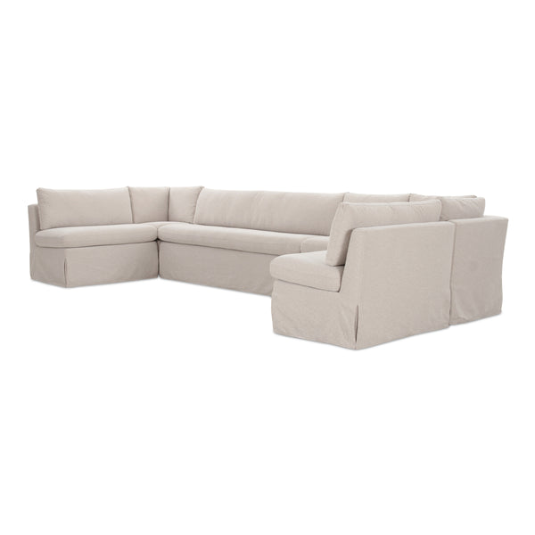 Moe's Fable Slipcover Dining Banquette U-Shape Beige 168"