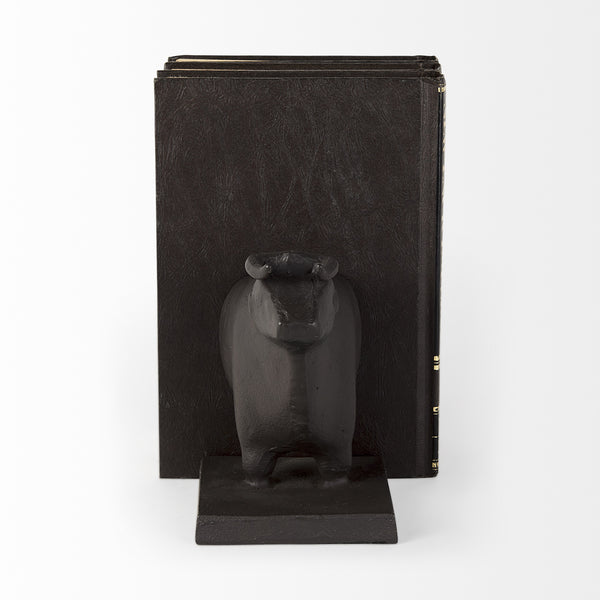 Taurus III (Set of 2) 9L x 4W Black Cast Aluminum Bull Bookends