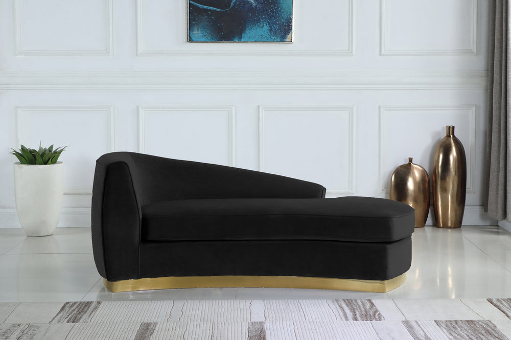 Crystal Chaise In Black Velvet and Gold