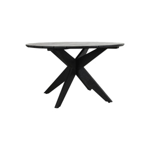 Alameda 53" Outdoor Round Dining Table, Teak - Black