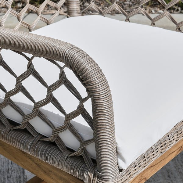 Paulo Outdoor Counter Stool - Gray Teak & Olefin