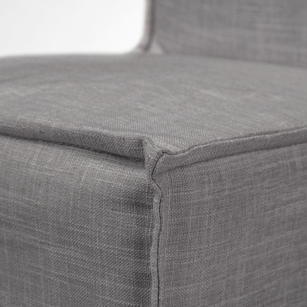 Elbert I Grey Fabric Slip-Cover Brown Wooden Base Dining Chair