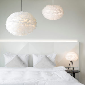 Eos XL Plug-In Pendant in White with Black Cord