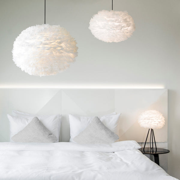 Eos XL Plug-In Pendant in White with Black Cord