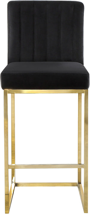 Joanna Stool In Black Velvet and Gold