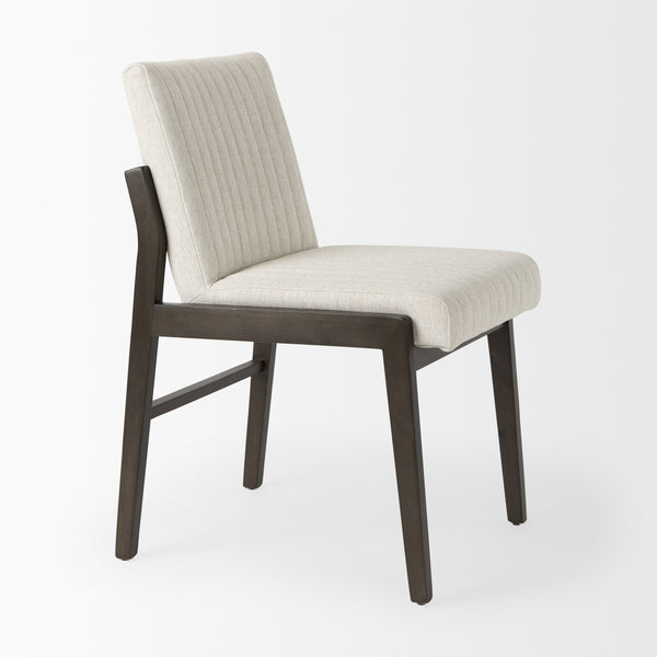Tahoe Cream Upholstered and Black-Brown Wood Armless Dining Chair