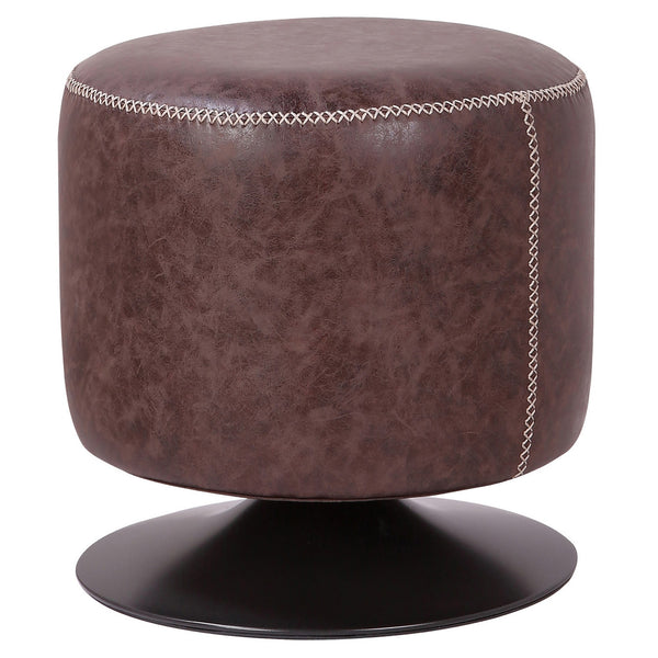 Gaia Round Ottoman In Vintage Coffee Brown