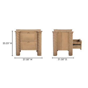 Treccia 2 Drawer Nightstand in Oak