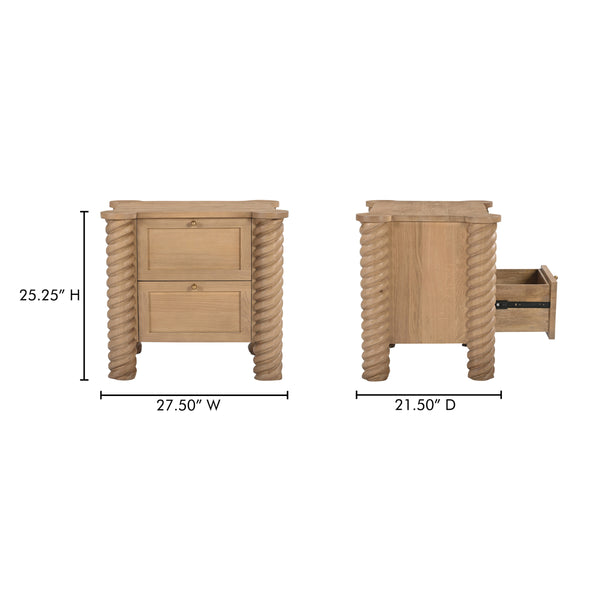 Treccia 2 Drawer Nightstand in Oak