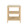 THREE TIER SQUARE SIDE TABLE IN NATURAL GRASSCLOTH
