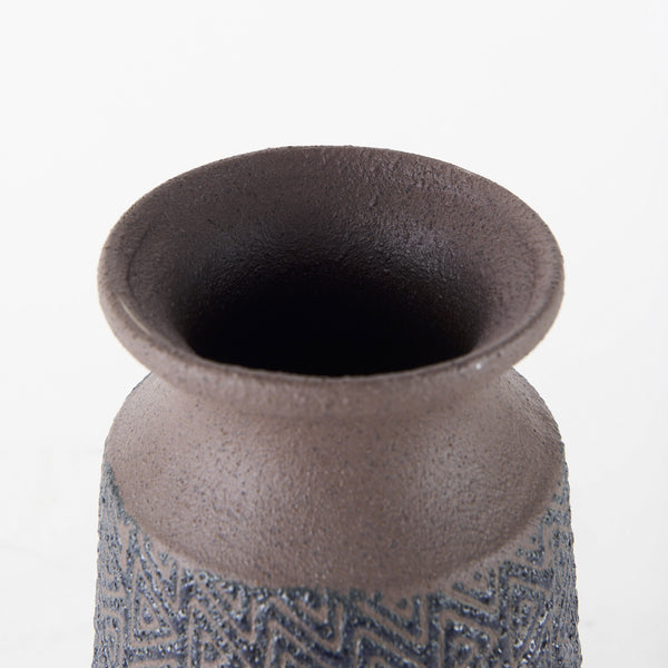 Sefina III Large Brown/Black Patterned Ceramic Vase