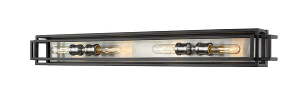 Titania 4 Light Vanity in Black + Brushed Nickel Finish