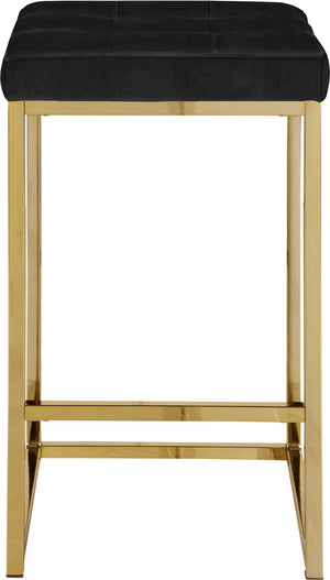 Pearl Stool In Black Velvet and Gold
