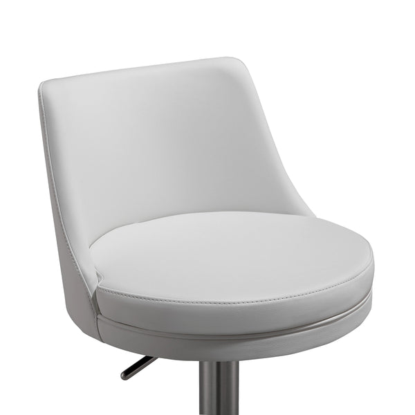 Reagan White and Silver Adjustable Stool