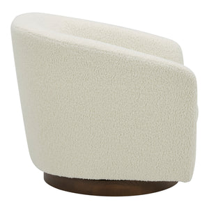 Oscy Swivel Chair in Faux Shearling White