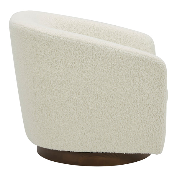 Oscy Swivel Chair in Faux Shearling White