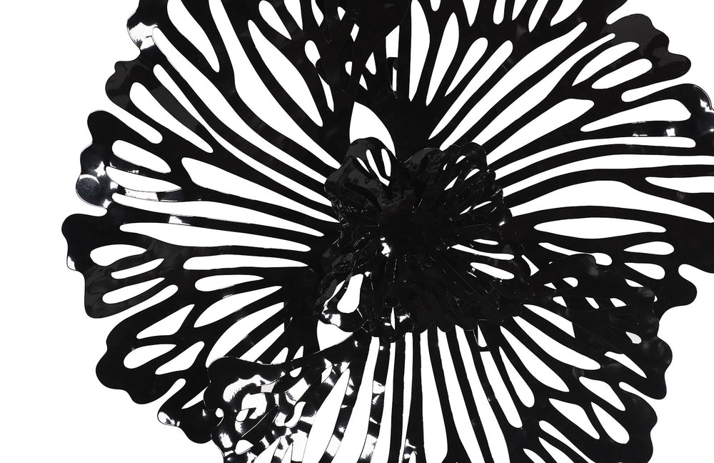 Flower Wall Art, Extra Small, Black, Metal