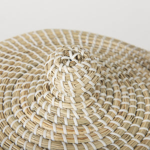 Olivia 15.7L x 15.7W x 17.3H Set of 3 Beige Seagrass Basket W/Lid and Handles