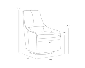 CARMINE SWIVEL LOUNGE CHAIR - COGNAC LEATHER