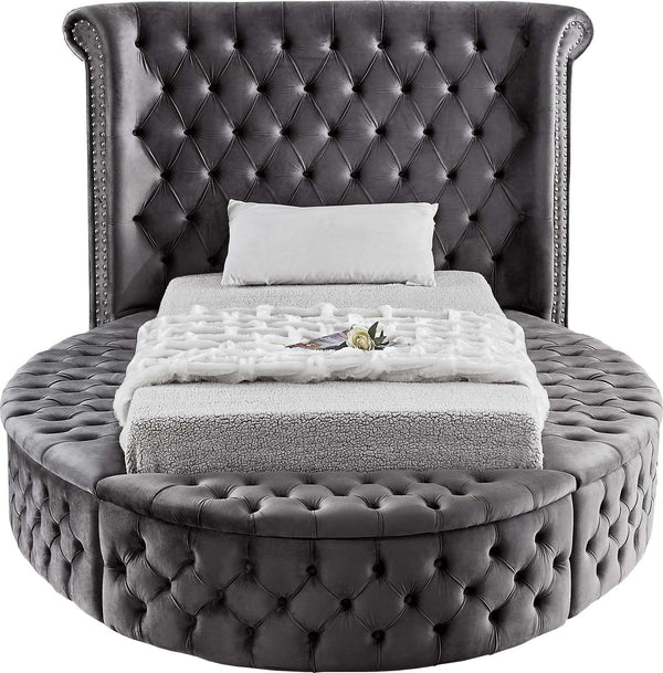 Lorena Twin Bed In Grey Velvet